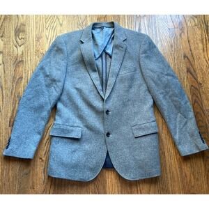 J Crew Blazer Mens Size 44R Gray Wool Blend Tweed Two Button Sport Coat Jacket